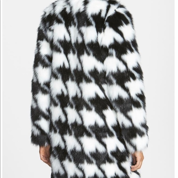 Michael Kors Faux Fur Houndstooth Coat - Picture 2 of 2